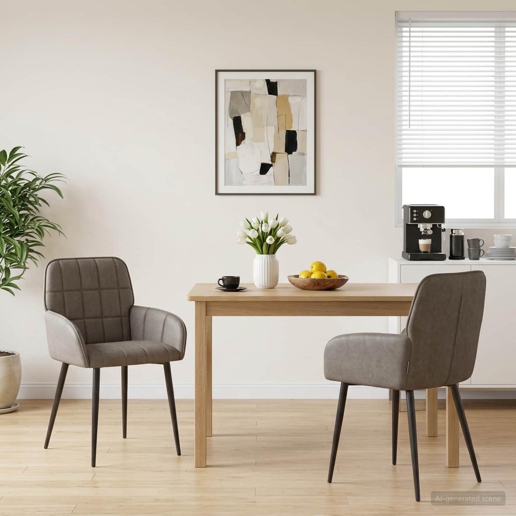Dining Chairs 2 pcs Faux Leather Grey 57 x 50 x 85 cm