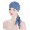 Stretch Fashion Muslim Headwrap Crystal Hemp Long Tail Bow Turban Hat Chemo Cap