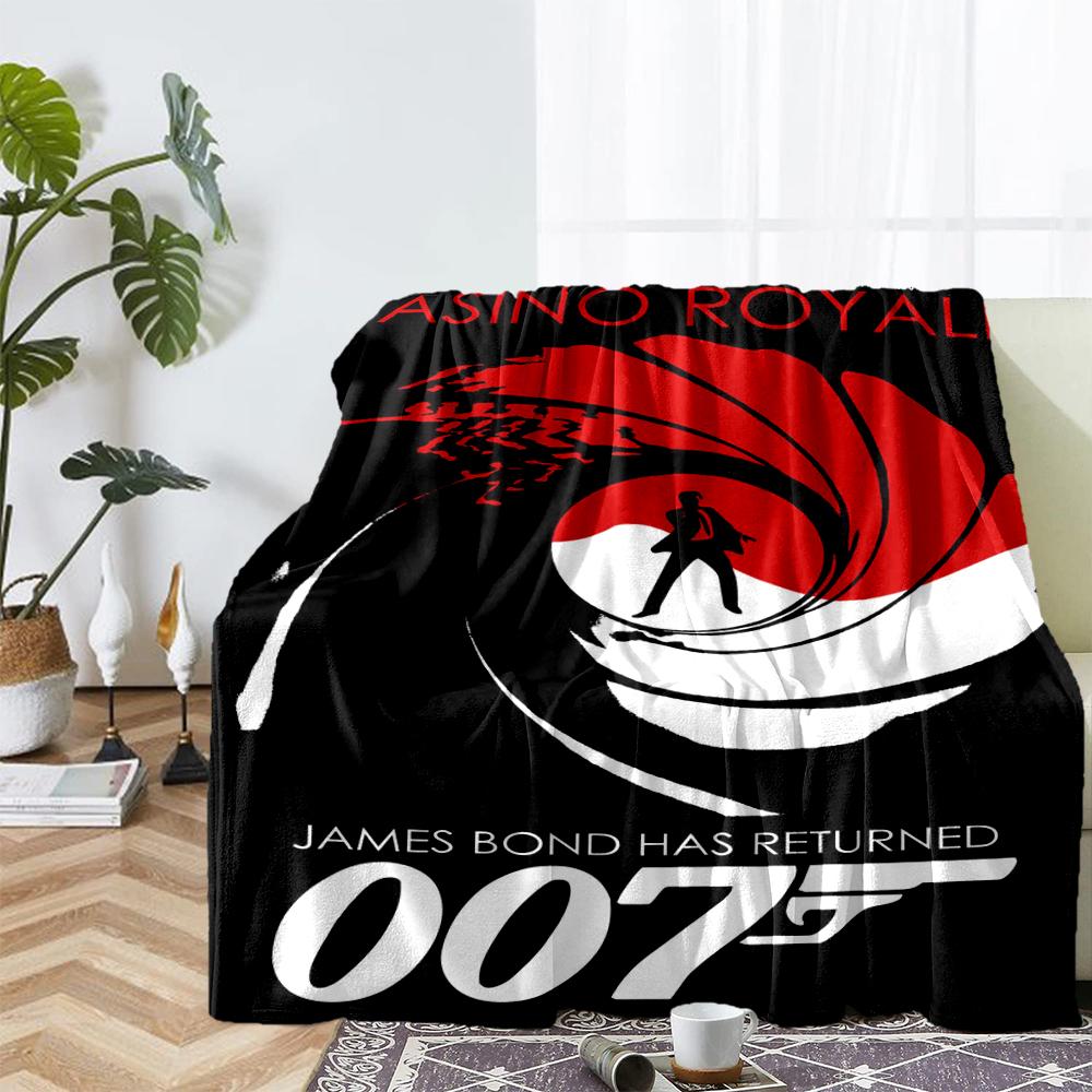 007 James Bond Theme Printed Blanket - Perfect for Couch, Bed, Travel & Outdoor Use | Machine Washable, Cozy & Durable.
