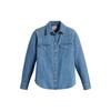 Levis Solid Color Loose Fit Single-Breasted Square Neck Denim Long Sleeve Shirt Women Shirts Light-Blue 86832-0018