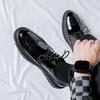 Glossy Leather Men Sneakers Fashion Upscale Luxury Casual Board Shoes Black Brogues Lace Up Casual Shoes Flats Zapatillas Hombre