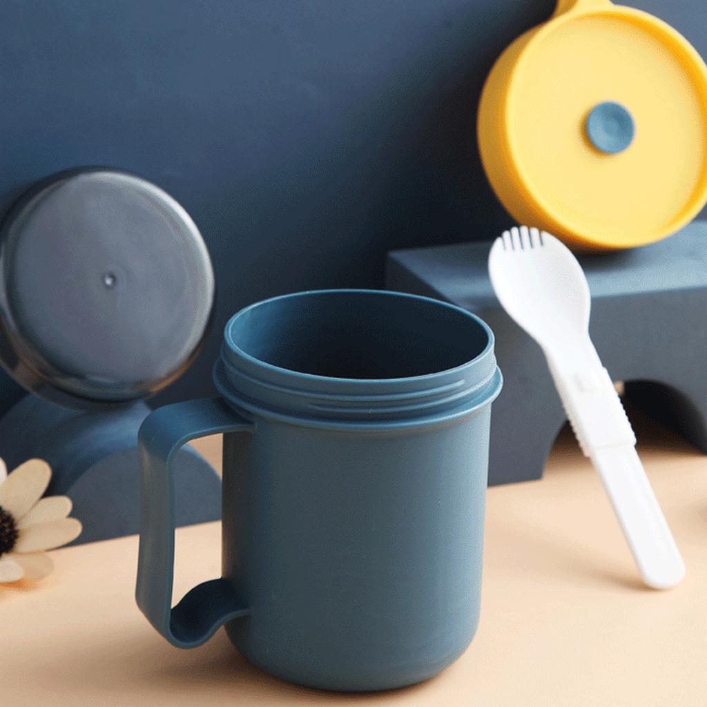 500 мл суповая чашка портативные устойчивые пластиковые изолированные контейнеры для супа с крышкой и ложкой для офиса