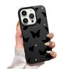 Матовый чехол с рисунком бабочки в виде сердечек для iPhone 16 Pro 15 Pro Max 14 13 12 11 из ТПУ с текстурой кожи, противоударный, мягкий, тонкий чехол для телефона