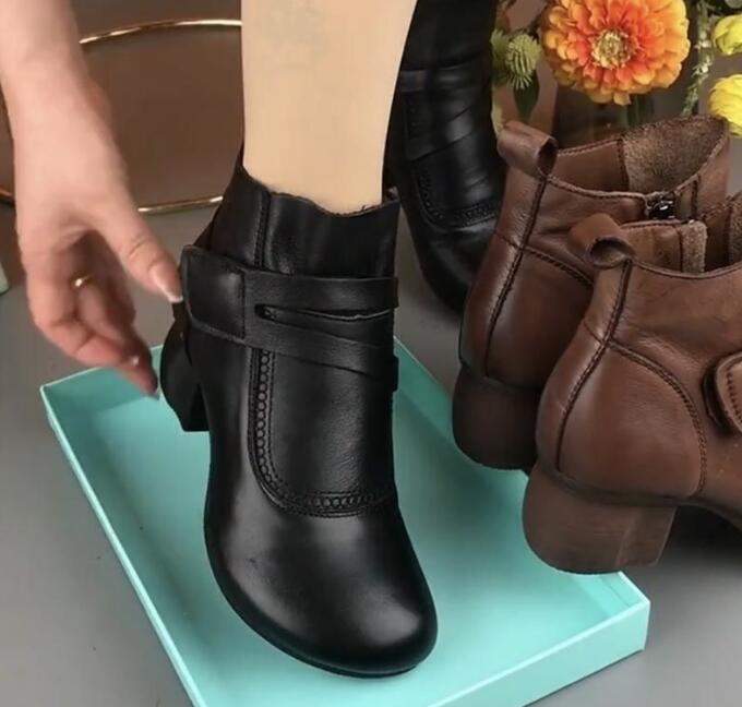 Новые модные ботинки с ремешками, зимняя обувь для женщин, осенние кожаные ботильоны, ботильоны с липучками, женские зеленые туфли в стиле ретро