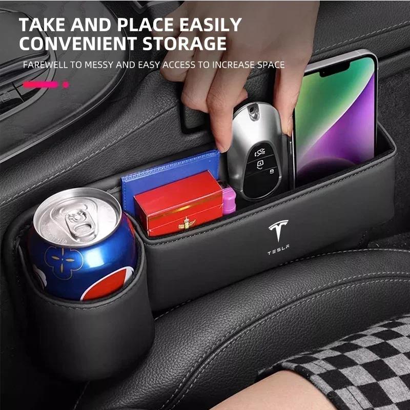 Car Sticker Tesla Car Seat Gap Slot Storage Box Auto Accessories For Tesla Model 3 2021 S X Y Style Roadster Invader Coil Mod WY