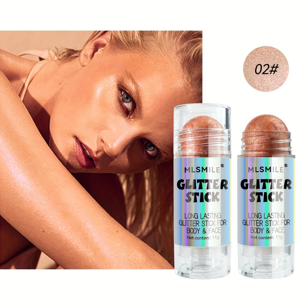 Glitter Highlighter Stick Body Shimmer 3D Face Body Sparkle Highlighter Brightening Music Festival Shimmer Powder Makeup