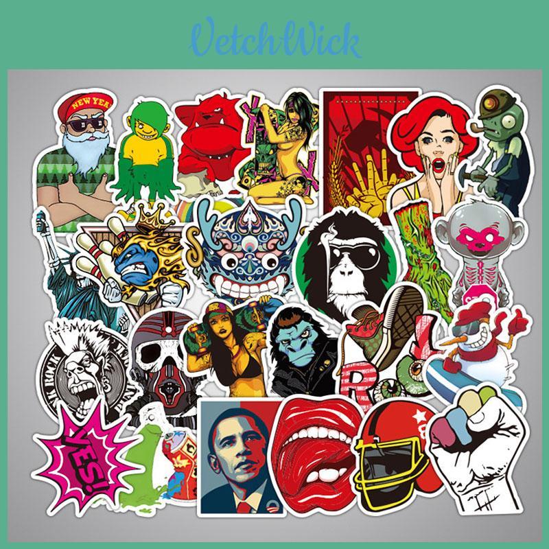 Vibrant 50pcs Vinyl Stickers For Skateboard Guitar Travel Case With Cool Designs