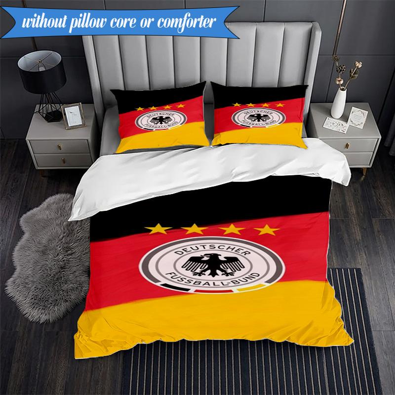 3PCS German Football Emblem Printed Soft Bedding Set,Including 1pc Duvet Cover And 2pcs Pillowcases Perfect for Bedroom, Dormitory, Fan gift