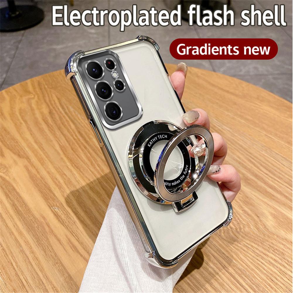 Роскошный противоударный чехол с блестками и держателем для Samsung Galaxy S24FE S23 S21 S22 Plus S20FE Note 20 Ultra Stand Cover S24