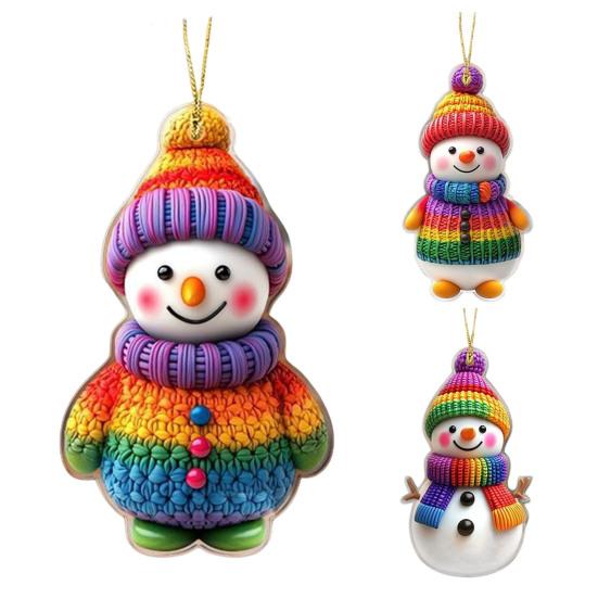 Снеговик Рождественские украшения Персонализированные 2D акриловые украшения на елку Подвесные украшения-снеговики для праздника