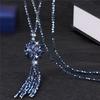 Crystal Beads Long Necklace for Women's Autumn Winter Fashion Chain Tassel Pendant Neck Decoration MIT