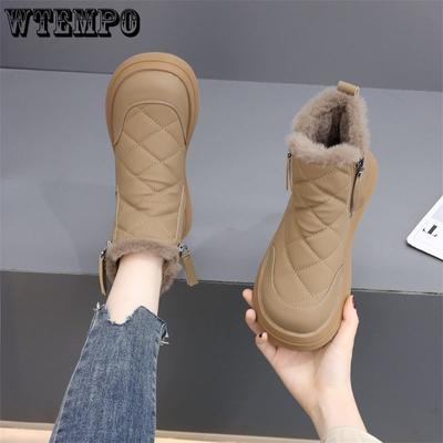 Женские зимние ботинки с толстой хлопковой подошвой, водонепроницаемые, нескользящие и теплые короткие ботинки