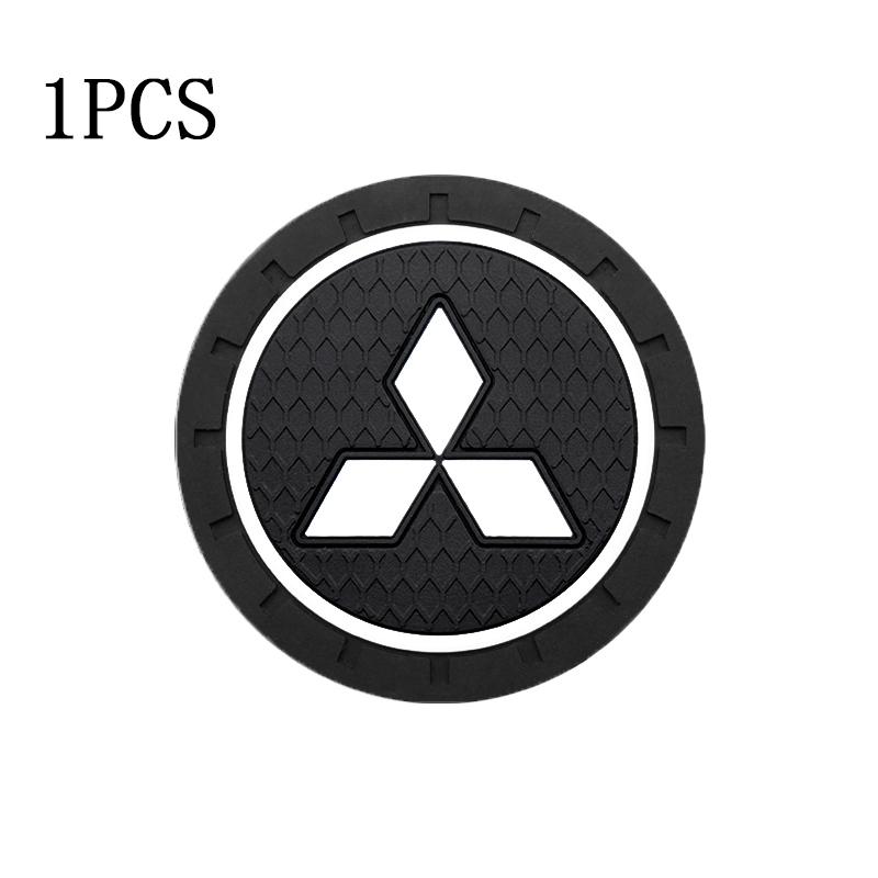 For Mitsubishi Ralliart Lancer Ex Outlander Pajero ASX EVO Car Logo Coaster Anti-skid Mats Water Cup Pads Emblem Car Accessories