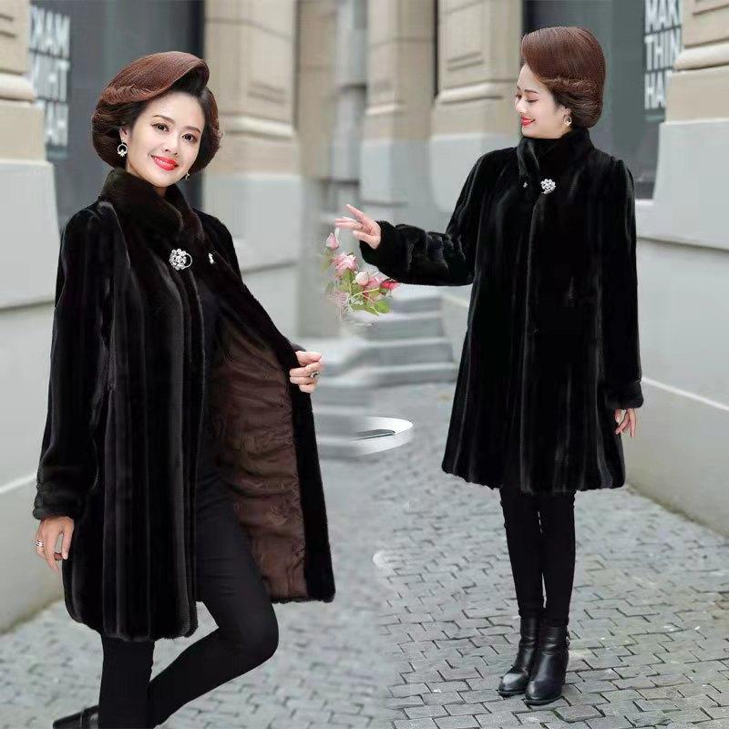 Mink Women's Long Coat Middle-aged and Old-age Foreign Style Mink Coat