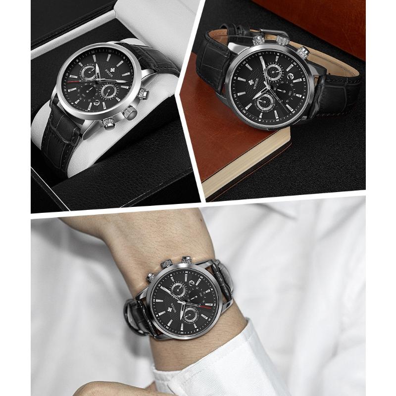 WWOOR часы с кожаным ремешком, мужские ретро светящиеся кварцевые часы, деловые повседневные модные мужские часы, модные часы