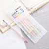 6Pcs/Set Double-headed Highlighter Kawaii Stationery Color Marker School Supplies Student Marker Cute Stationery