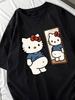 Черная Оверсайз Футболка с Принтом Hello Kitty