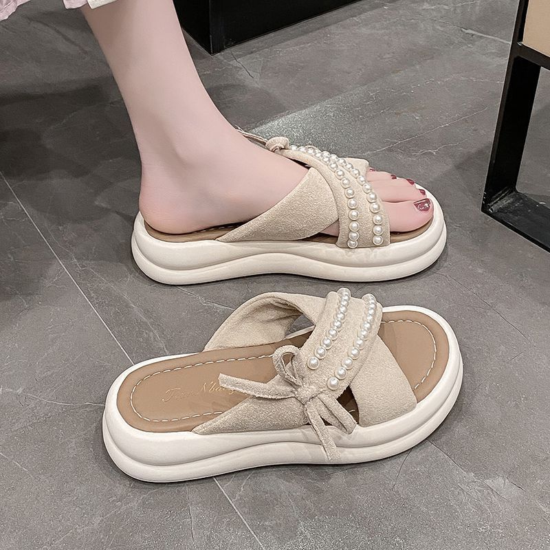 thick-soled fairy style with skirt sandals women's soft-soled sports beach shoes 2025 new slippers women's summer wear
