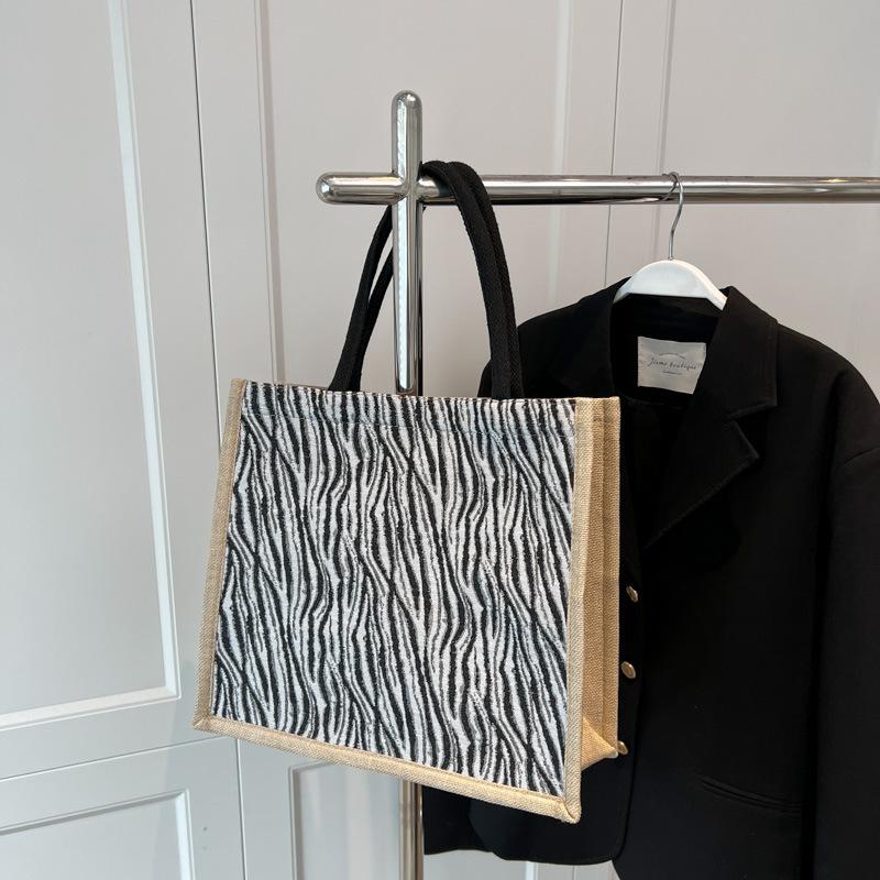 Large Capacity Versatile Retro Tote Bag Women'S Fashion Linen Commuter Shoulder Bag Fashion Portable Shopping Bag