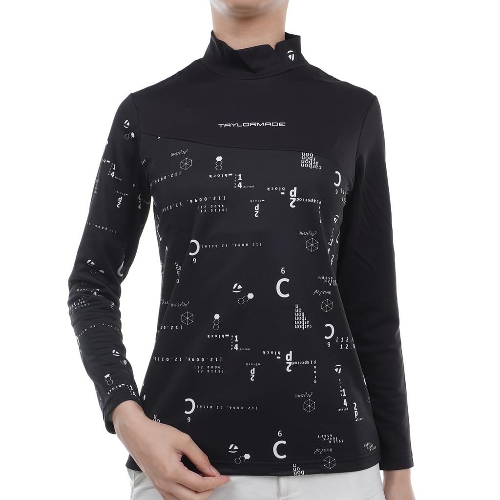 TaylorMade Element Graphic L/S Mock Shirt, Black, Size M, Women's, 2023FW, TL120