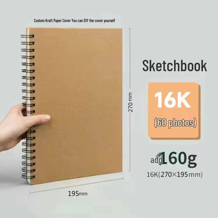 Утолщенный Кожаный Скетчбук на Пружине - A4/8K/32K/16K Пустые Страницы для Художников