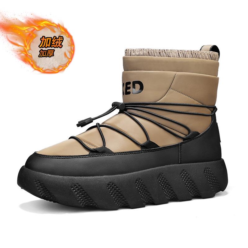 Men's Platform Snow Boots Velvet Warm Outdoor Bread Shoes High Quality High Top Plush Mens Boots Couple Thick-soled Cotton Shoes