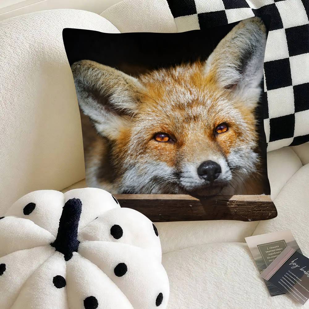 Cute Wild Fox Pillow Case Fashion Square Pillowcase Bedroom Sofa Room Ins Decoration Leisure