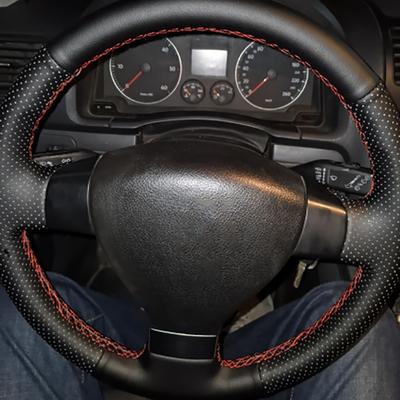 Чехол на рулевое колесо автомобиля по индивидуальному заказу для VW Golf 5 Mk5 Passat B6 Jetta 5 Mk5 Tiguan с кожаной оплеткой для рулевого управления