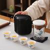 Travel Tea Set Ceramic Kung Fu Tea Set Travel Bag Hand Grab Pot One Pot Three Cups With Filter Household Tea Cup Portable