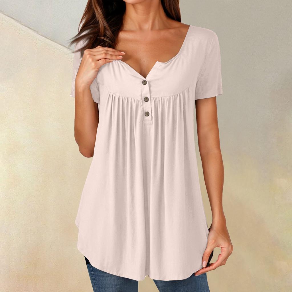 Женские туники, топы, нарядные, повседневные, летние, рубашки с коротким рукавом, свободный крой, плиссированный топ в стиле бохо