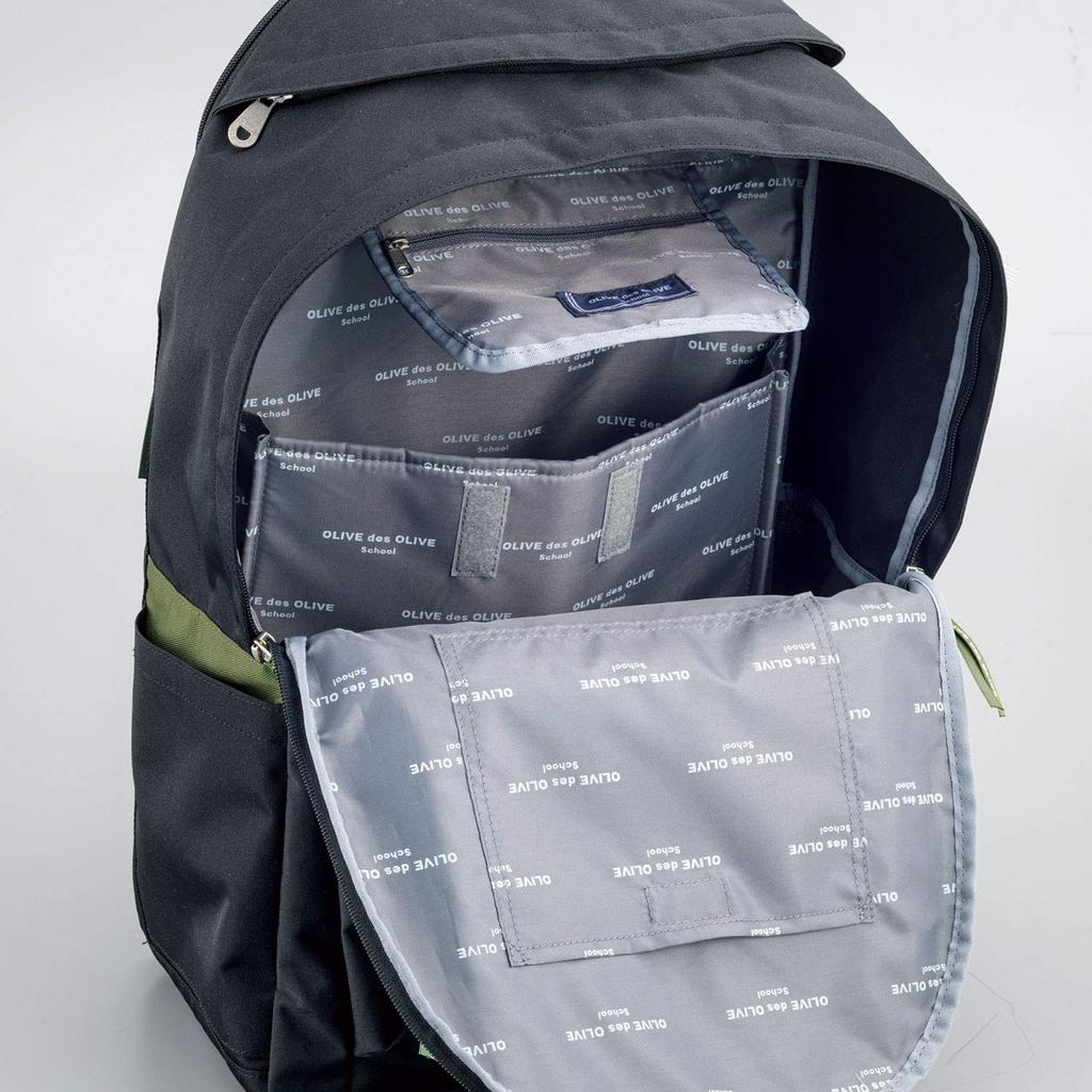 Des OLIVE Des OLIVE Collaboration with Ririka Tanabe Daypack with Lots of Pockets 30L for School Girls Black X Green [OLIVE School] [OLIVE School]