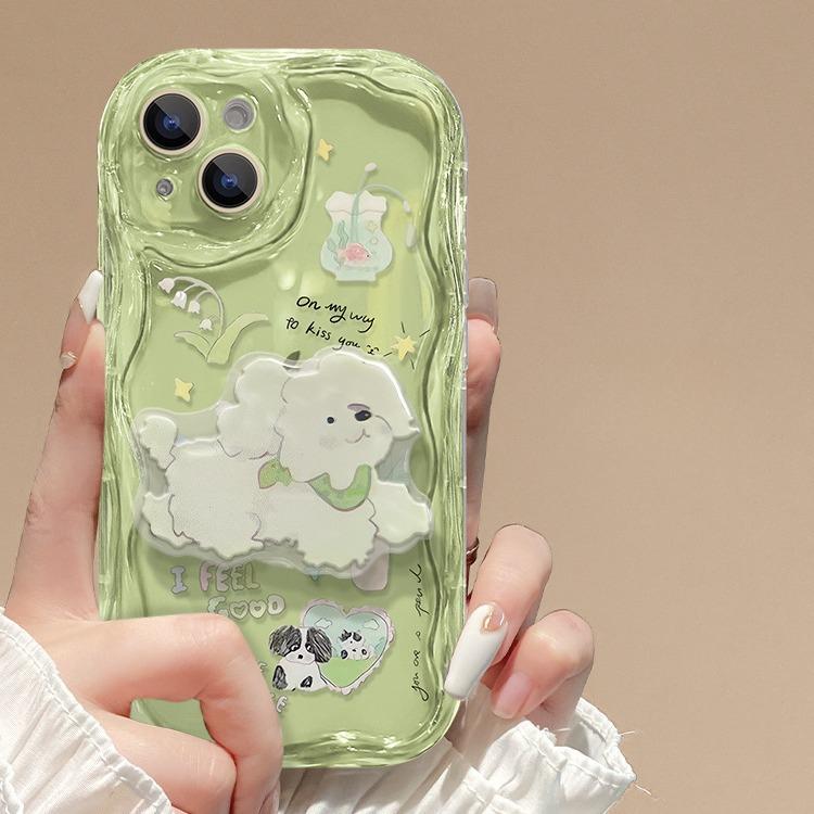 Подходит для Apple 15 Promax Чехол для мобильного телефона Iphone14 Summer Fresh Puppy Bracket Chain Прозрачный силиконовый женский