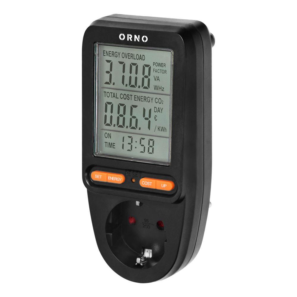 Watomierz, Kalkulator Energii Z Wyświetlaczem Lcd Or-Wat-435(Gs)/B Schuko