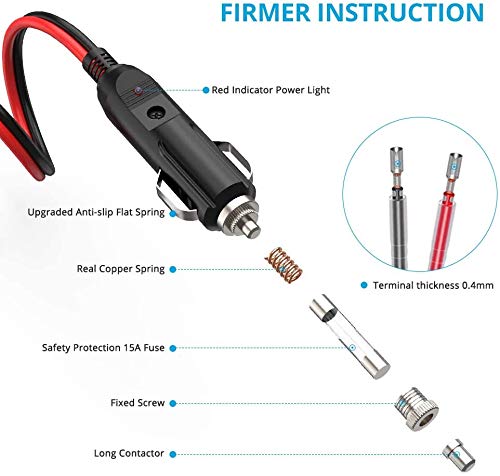 2 шт. автомобильный прикуриватель 28 см 12 В/24 В автомобильный удлинитель гнезда прикуривателя для холодильников с 8 стеклянными предохранителями