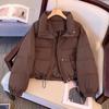 Short Winter Loose and Warm Thick Down Cotton Jacket Fashionable Breadman with Stand Up Collar for Height and Slimming