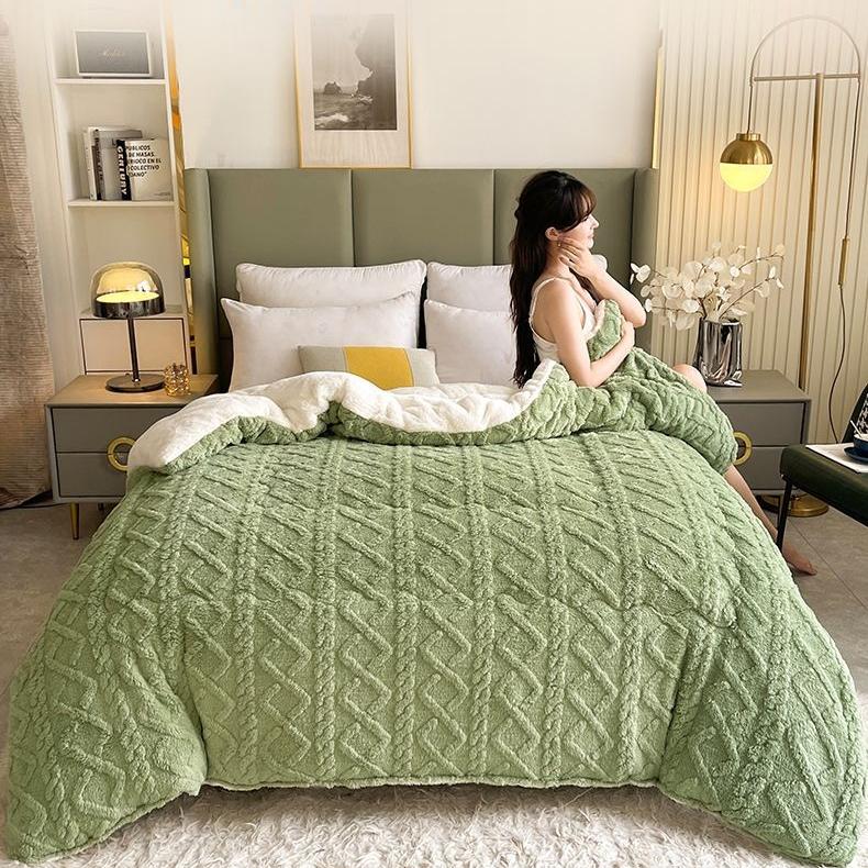 4 кг зимнее одеяло из овечьей шерсти, утолщенное теплое двойное одеяло, двустороннее плюшевое хлопковое одеяло