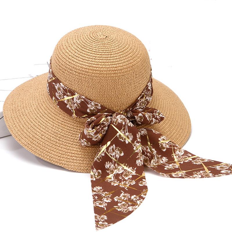 Женская шляпа от солнца соломенная весна-лето пляжная шляпа с широкими полями