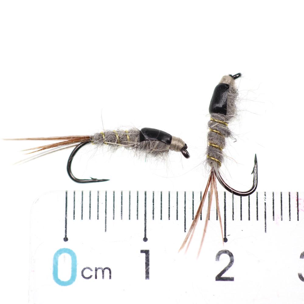 10pcs Size 12 Grey Black Hare's Ear Nymph Fly Trout Fishing Classic Fly Bait