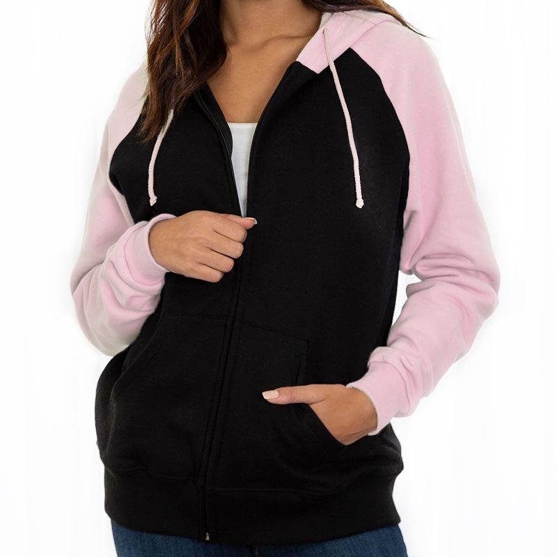 Женская осенне-зимняя модная универсальная толстовка с капюшоном и застежкой-молнией с длинными рукавами
