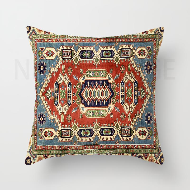 Red Moroccan Ethnic Short Plush Pillowcase Living Room Bedroom Sofa Cushion Cover Home Decor 40x40 45x45 50x50 60x60
