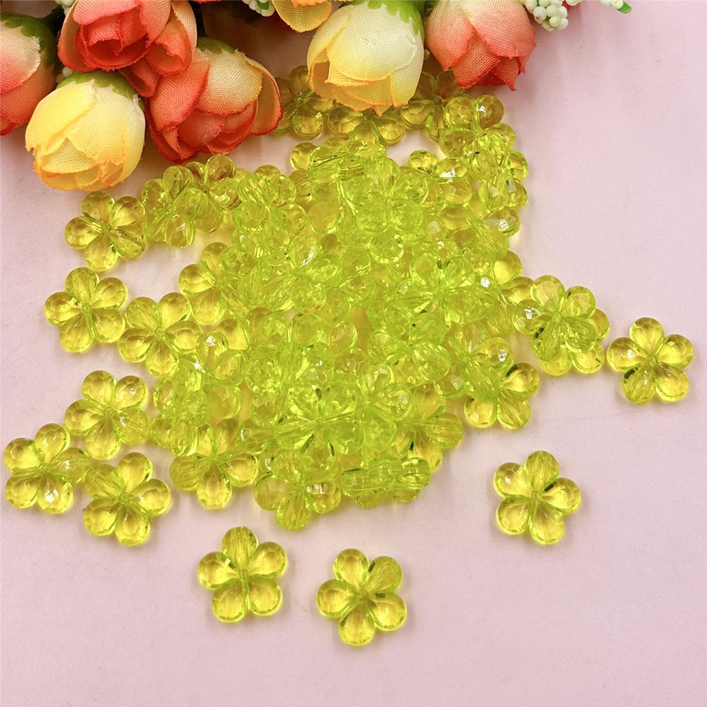 Creative Craft DIY Spacer Loose Beads with Hole Handmade Material 100pcs 14mm Jewelry Accessories Flower Shape Multicolor Acrylic