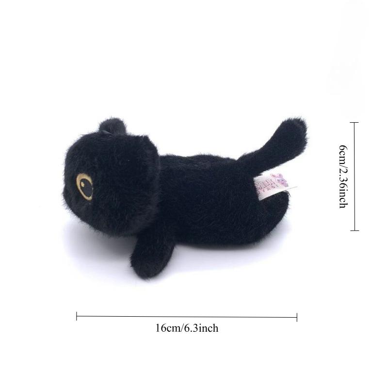 Kawaii Black Cat Plush Toys Cute Squishy Grey Cat Doll Stuffed Animals Plushies Small Pendant Birthday Christmas Gift Bag Decor