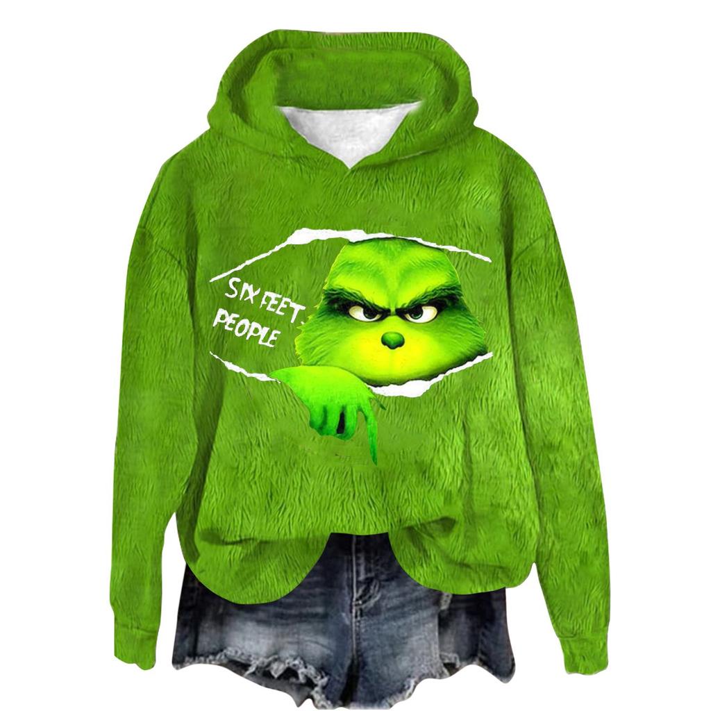 Женская толстовка, спортивная, рождественская, фланелевый пуловер, толстовка с длинным рукавом, повседневная толстовка