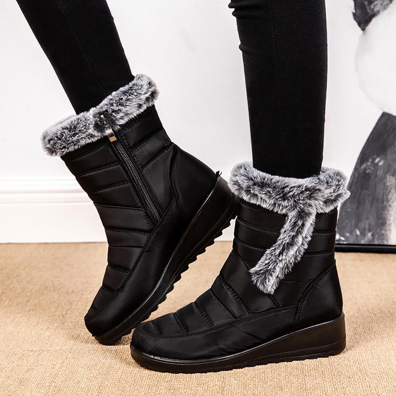 Waterproof Women's Winter Boots Women Snow Boots Faux Fur Warm Ankle Boots Women Thicked Plush Non-Slip Cotton Boots Woman