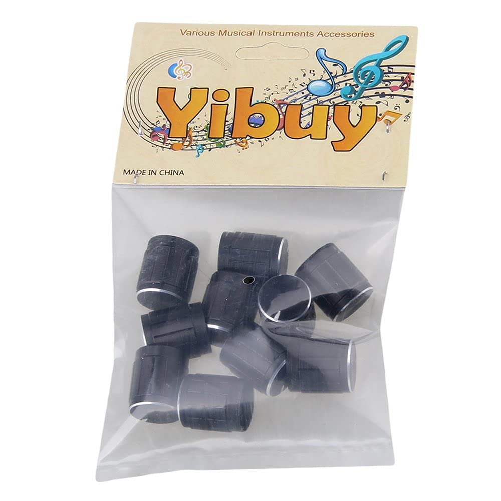 Yibuy Volume Control Dome Knob Rotary Knob for Electric Aluminum 10pcs Black Inner Diameter 6mm Guitar/Bass