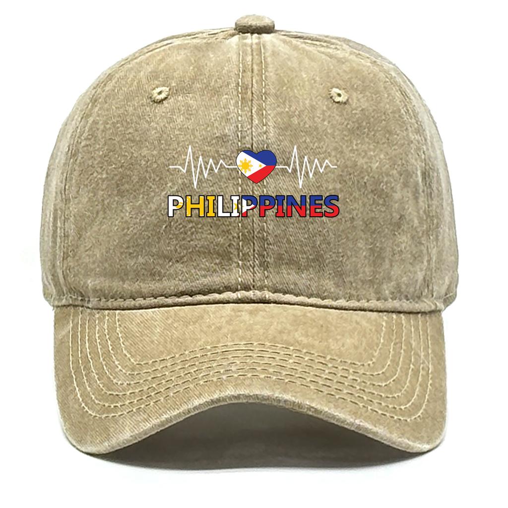 Heart-shaped Flag of Philippines Washed Cotton Snapback Baseball Caps Man's Cap Sporting Fashion Adjustable Baseball Hat