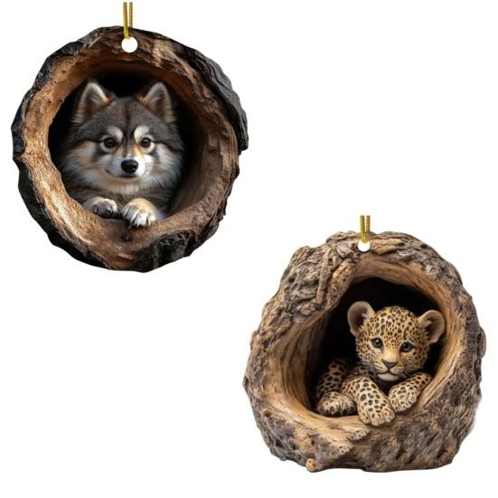 Подвеска на елку, акриловое украшение с шнурком для подвешивания, легко установить, очаровательная форма животного, праздничное украшение