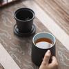 Керамическая кружка 420 мл с деревянной ручкой, разделение чая и воды, с крышкой, офисная кружка-фильтр
