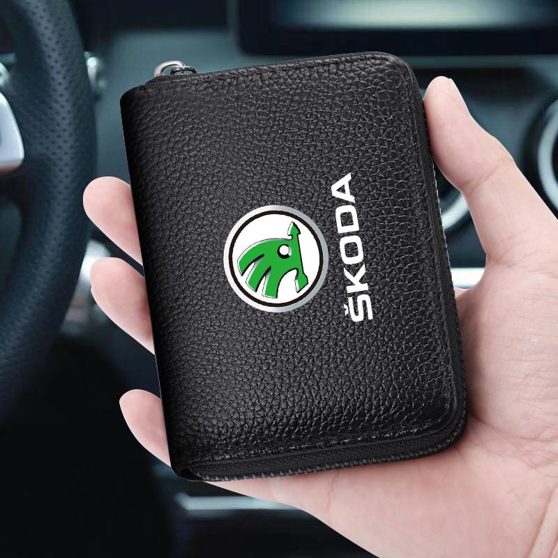 Кошелек из натуральной кожи для водительского удостоверения, ID-карты, банковских карт для Skoda Octavia Fabia A7 Kamiq Kapoq Kodiaq Rapid SCALA Superb Yeti Derivati