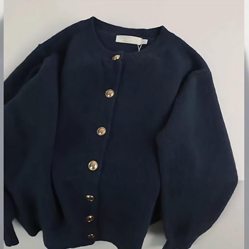 Нежный Ветер Енотовый Вельвет Универсальный Золотая Пуговица Куртка-Свитер Женская Осень Зима Свободный Ленивый Коричневый Шерстяной Вязаный Кардиган